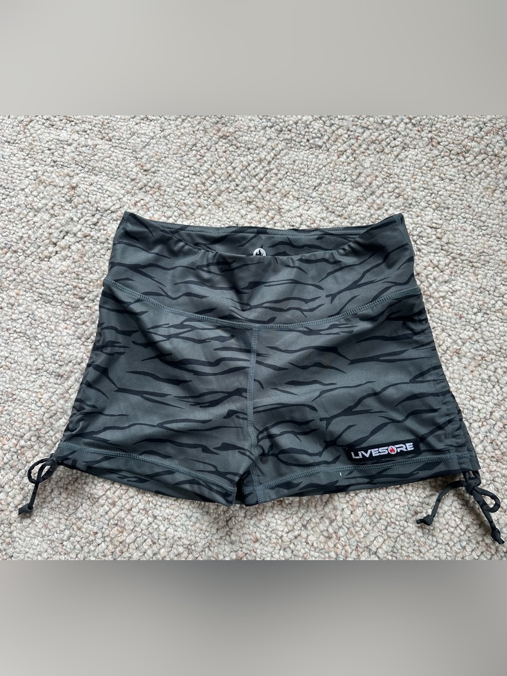 Livesore Black Tiger-Stripe Active Shorts 2” inseam